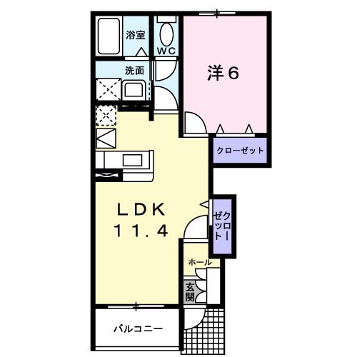 メゾンジェルメII(1LDK/1階)の間取り写真