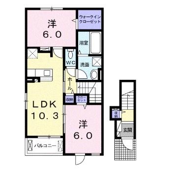 グラン山本I(2LDK/2階)の間取り写真