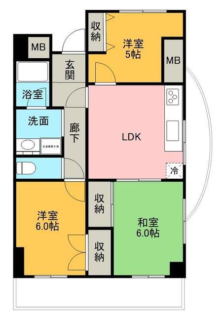 ロイヤルフラット壱番館(3DK/2階)の間取り写真