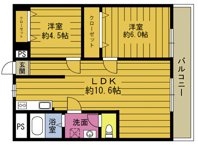 大洲Rアパートメント(3DK/7階)の間取り写真