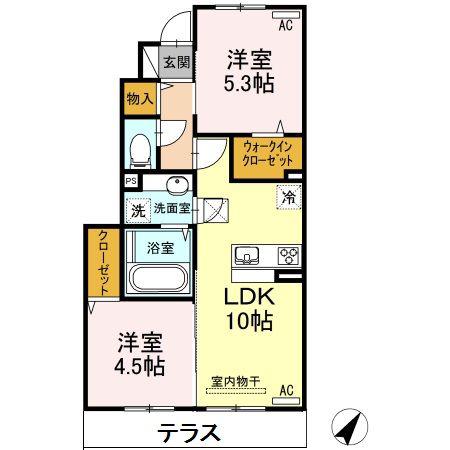 ジュネスIII(2LDK/1階)の間取り写真