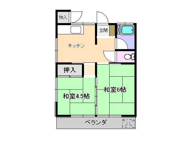 シティハイム(2K/2階)の間取り写真