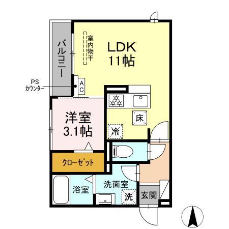 D-HILLS野口(1LDK/1階)の間取り写真
