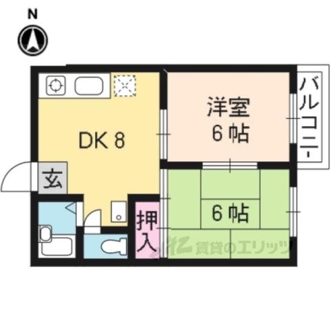 嵯峨野ハイツ(2DK/2階)の間取り写真