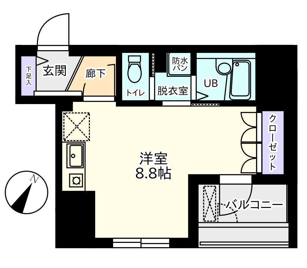 ヴァイデ箱崎(ワンルーム/8階)の間取り写真