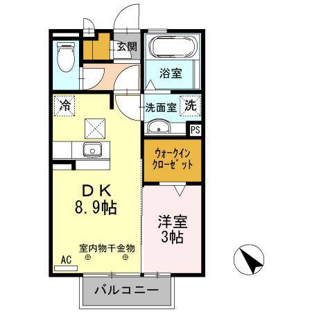 クールハイツII(1LDK/1階)の間取り写真
