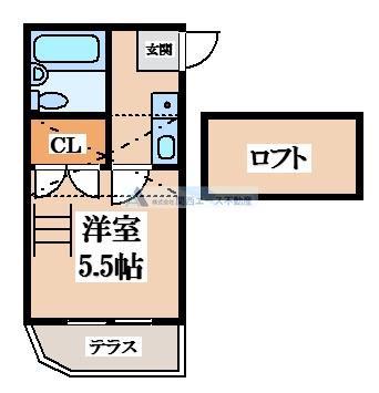アミティ石切(1K/2階)の間取り写真