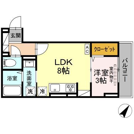 ブランヴェール大倉山(1LDK/2階)の間取り写真