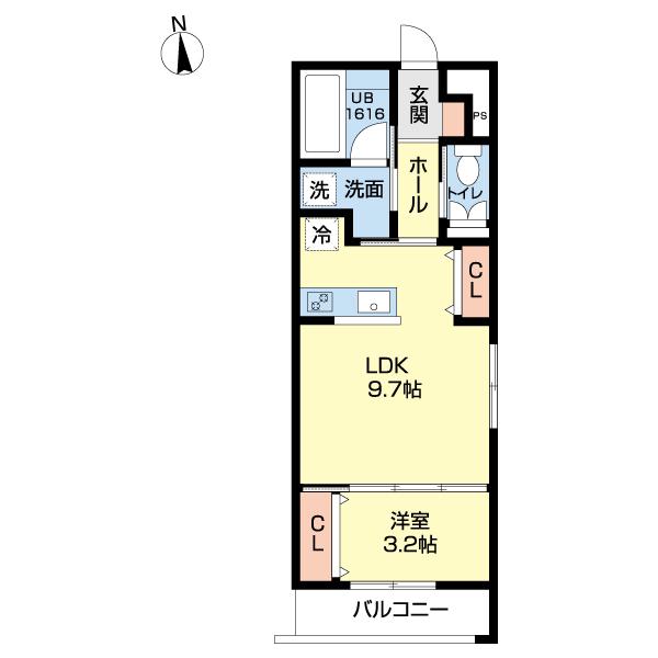 ガーデンシティ三和町(1LDK/2階)の間取り写真