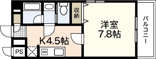ベルヴィル大町駅前(1K/4階)の間取り写真