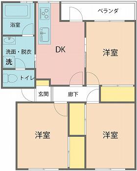 アイオライト(3DK/1階)の間取り写真