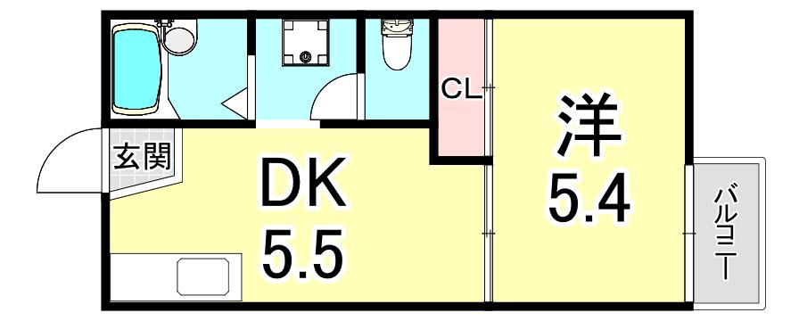 中津ハイツ(1DK/2階)の間取り写真