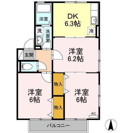 ビューパレスII-成城9丁目-(3DK/2階)の間取り写真