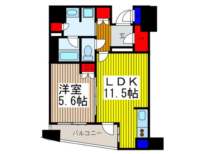 KDX川口幸町レジデンス(1LDK/12階)の間取り写真