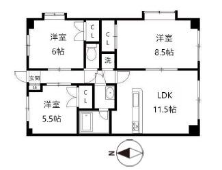 ベルフォーレ白鷺(3LDK/1階)の間取り写真