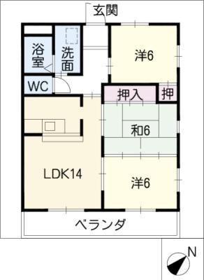 ファミール下瀬木(3LDK/2階)の間取り写真
