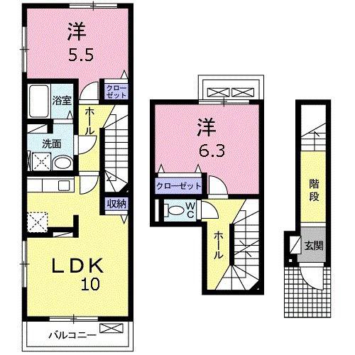 イースト・メゾン(2LDK/2階)の間取り写真