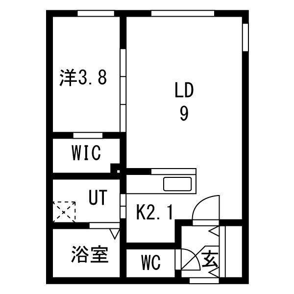 ラムーン発寒(1LDK/4階)の間取り写真