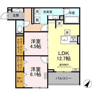 D-SOLIS一社(2LDK/1階)の間取り写真