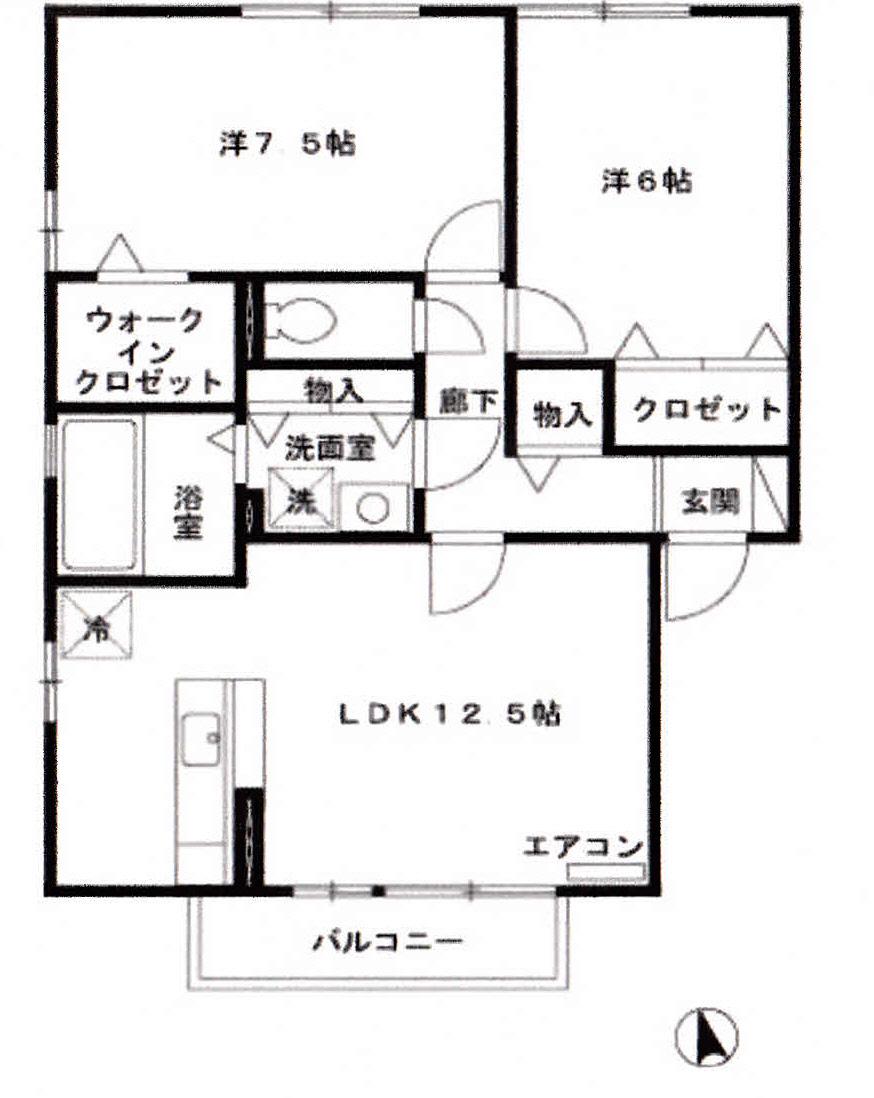 シャルマンコート杜 C(2LDK/1階)の間取り写真