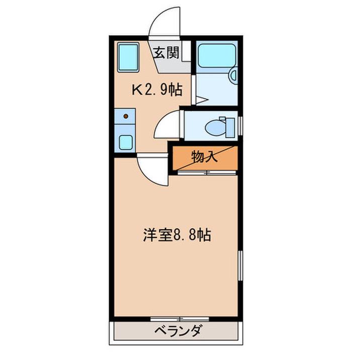 メゾンオーク(1K/2階)の間取り写真