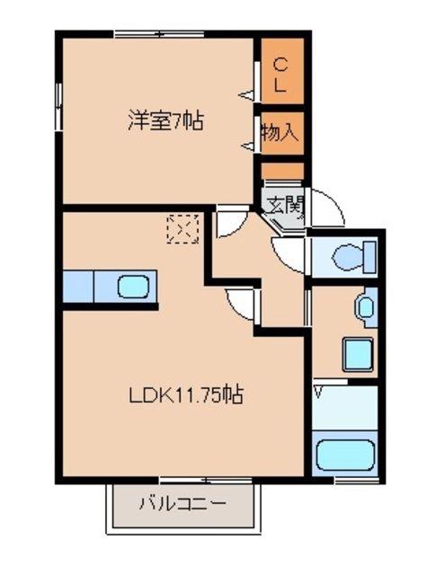 アイリス田無 AB棟(1LDK/2階)の間取り写真