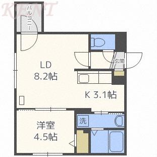 サイト発寒南(1LDK/3階)の間取り写真