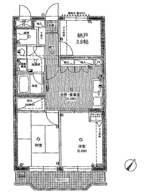 ライオンズマンション東川口第5(2SDK/3階)の間取り写真
