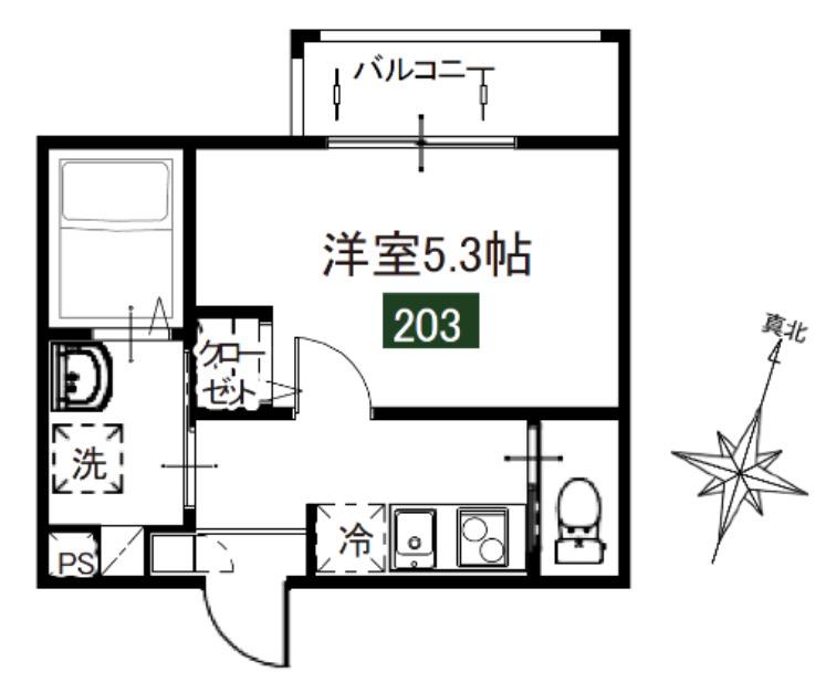 メルディア堀之内3丁目(1K/3階)の間取り写真