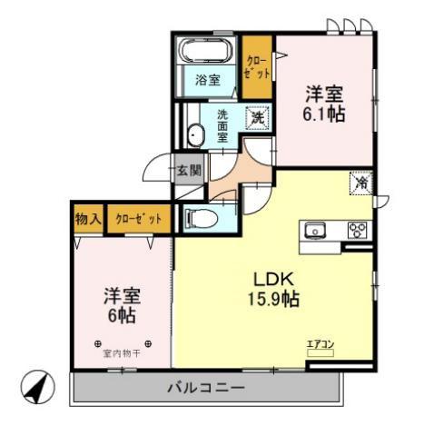 コエドラーパ(2LDK/2階)の間取り写真