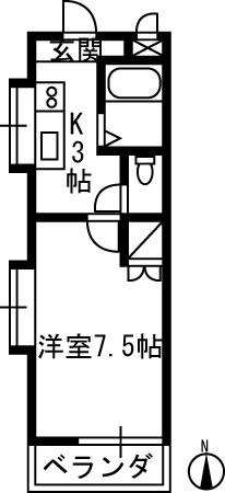中村ハイツII(1K/2階)の間取り写真