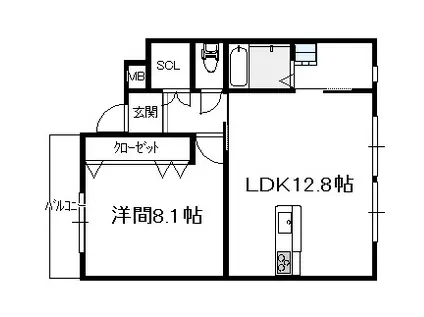 リヴィエールトピカピュア(1LDK/6階)の間取り写真