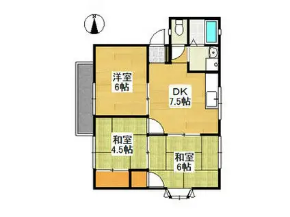 コーポジョイフル(3DK/2階)の間取り写真