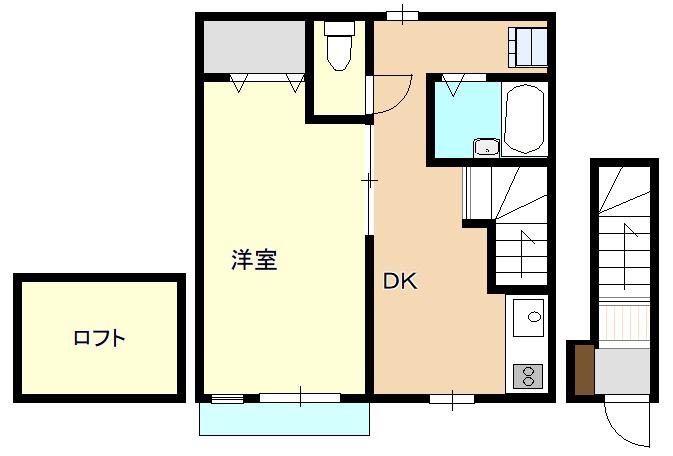 鶴川ビューハイツ(1K/1階)の間取り写真
