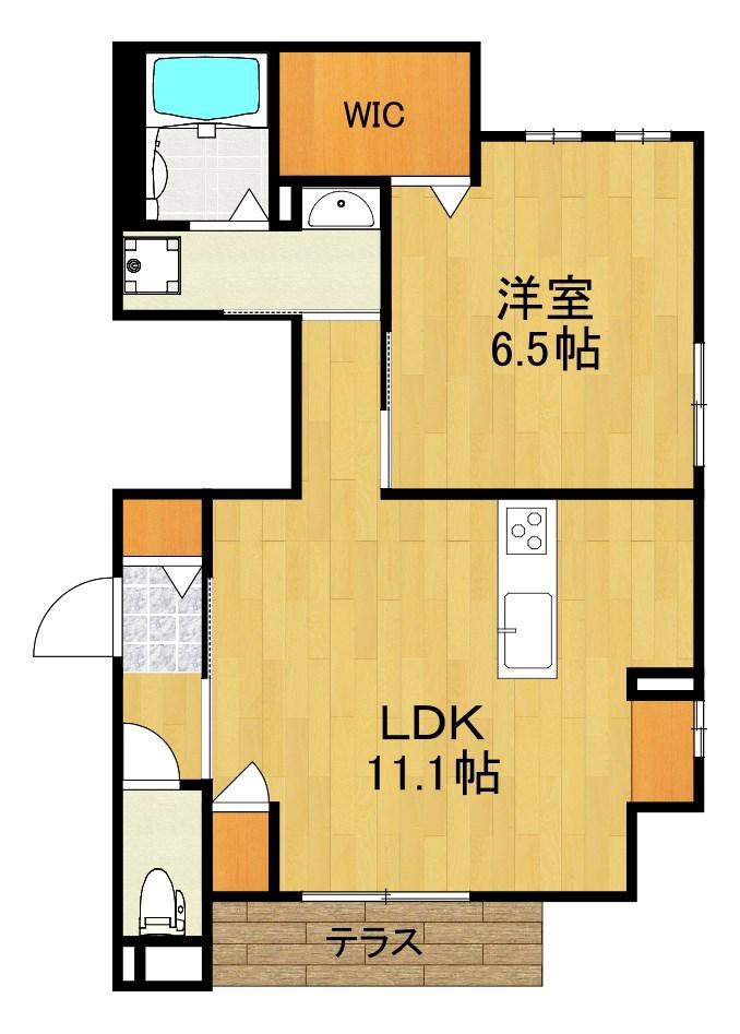 ULYSESS(1LDK/1階)の間取り写真