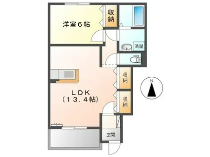 MSアメニティII(1LDK/1階)の間取り写真