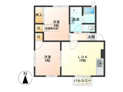 メモリーハイムA(2LDK/2階)の間取り写真