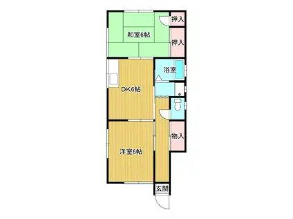 ヤマヤハイツ(2DK/1階)の間取り写真