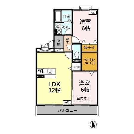 グランメールカナ 303(2LDK/3階)の間取り写真
