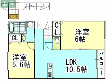 ファインII(2LDK/2階)の間取り写真