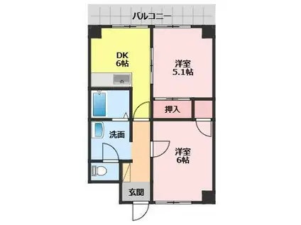 エクセルマツヤ(2DK/3階)の間取り写真