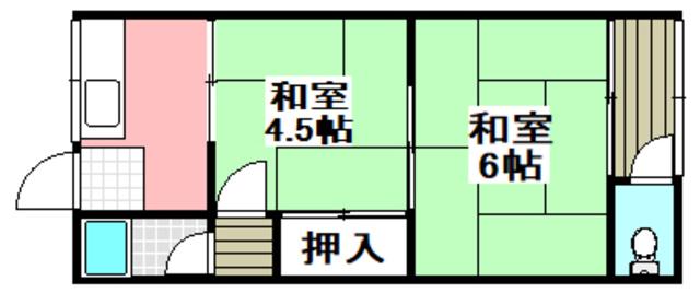 フォアール鳥飼和道2号棟(2K/1階)の間取り写真