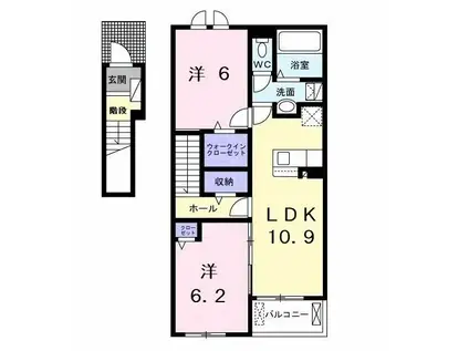 アルカディアI(2LDK/2階)の間取り写真