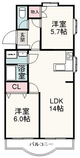 メゾン船越(2LDK/1階)の間取り写真