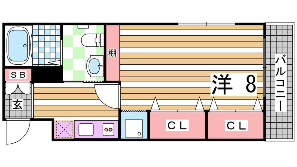 MS三宮(1K/2階)の間取り写真