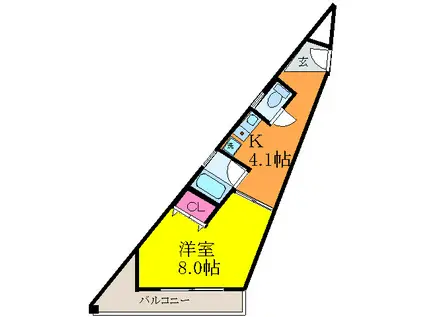 メイプルテラス(1K/3階)の間取り写真