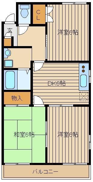 グリーンヒルズ南大泉B(3DK/2階)の間取り写真