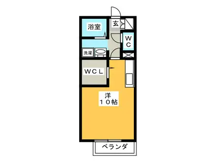 グレースヒル C棟(ワンルーム/1階)の間取り写真