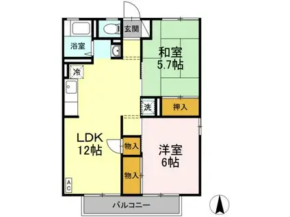 メゾン・鶴見 II(2LDK/2階)の間取り写真