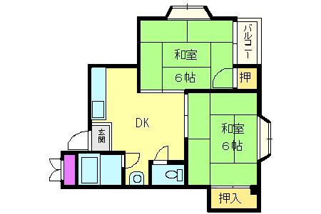 吉岡マンション(2DK/3階)の間取り写真
